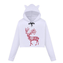 Load image into Gallery viewer, Christmas Hoodies Oversize Lady Sweatshirts Pullover Casual Harajuku Kawaii Sexy Cropped Sweatshirt Women Tops Christmas Clothes