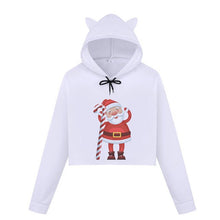 Load image into Gallery viewer, Christmas Hoodies Oversize Lady Sweatshirts Pullover Casual Harajuku Kawaii Sexy Cropped Sweatshirt Women Tops Christmas Clothes